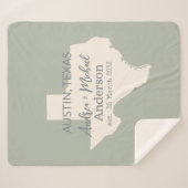 テキサス州州地図カップル名結婚と日付 シェルパブランケット (正面(横))