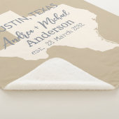 テキサス州州地図カップル名結婚と日付 シェルパブランケット (3/4)