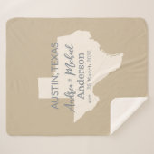 テキサス州州地図カップル名結婚と日付 シェルパブランケット (正面(横))