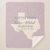 テキサス州州地図カップル名結婚と日付 シェルパブランケット (正面)