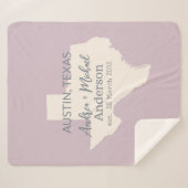 テキサス州州地図カップル名結婚と日付 シェルパブランケット (正面(横))