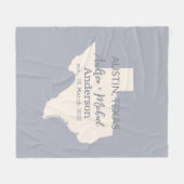 テキサス州州地図カップル名結婚と日付 フリースブランケット (正面(横))