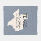 テキサス州州地図名前をカスタムすると日付 フリースブランケット (正面(横))