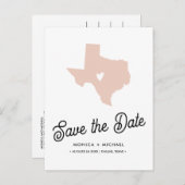 テキサス州州宛先ウェディング任意の色 案内ポストカード (正面/裏面)