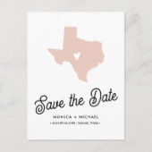テキサス州州宛先ウェディング任意の色 案内ポストカード (正面)