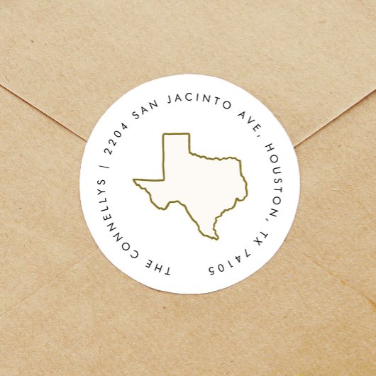 テキサス州州差出人住所ラベル ラウンドシール