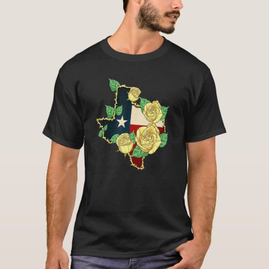 テキサス州州旗の西の黄色いバラ Tシャツ (正面)