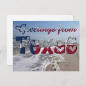 テキサス州州旗ハートUSAからの挨拶 ポストカード (正面/裏面)