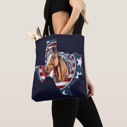 テキサス州州概要USA Horse トートバッグ (クローズアップ)