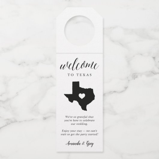 テキサス州州結婚の歓迎 ボトルネックタグ (正面)