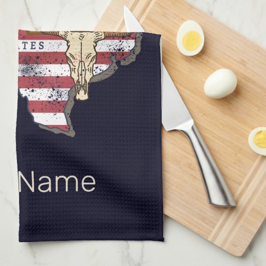 テキサス州州統一された州レトロマップヴィンテージUSA キッチンタオル (四つ折り)