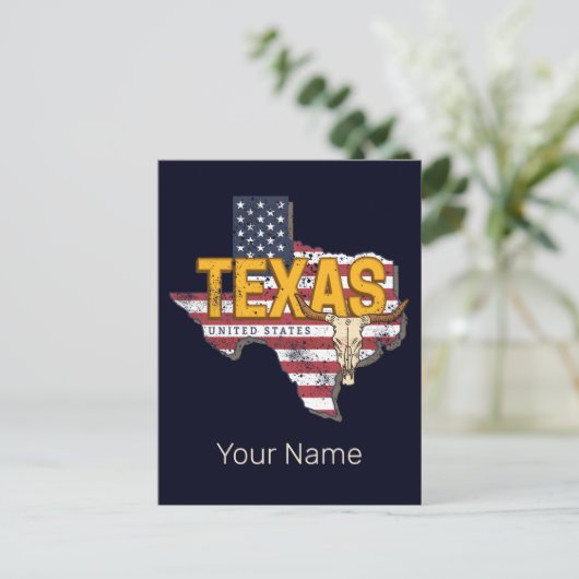 テキサス州州統一された州レトロマップヴィンテージUSA シーズンポストカード (スタンド正面)