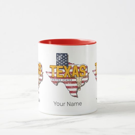 テキサス州州統一された州レトロマップヴィンテージUSA マグカップ (中央)