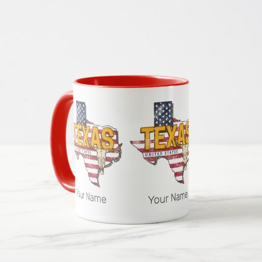テキサス州州統一された州レトロマップヴィンテージUSA マグカップ (正面左)