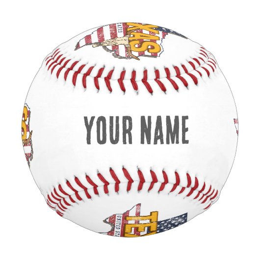 テキサス州州統一された州レトロマップヴィンテージUSA 野球ボール (正面)