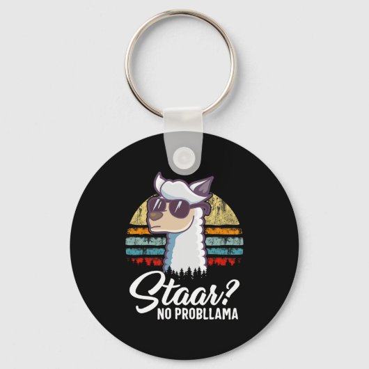 テキサス州州試験日ラマ・アルパカfor Students Gif キーホルダー (正面)