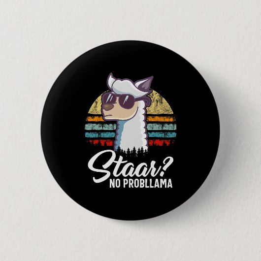 テキサス州州試験日ラマ・アルパカfor Students Gif 缶バッジ (正面)