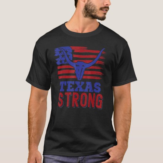 テキサス州強い米国国旗のブルホーン& Tシャツ (正面)