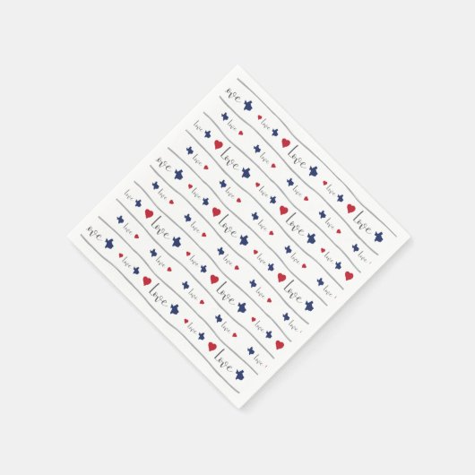 テキサス州愛とハートパターン スタンダードカクテルナプキン (角)