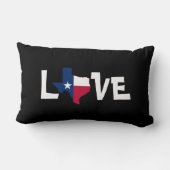 テキサス州愛、州の地図または単独星と、白い手紙 ランバークッション (裏面)