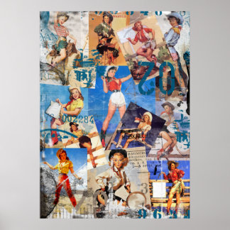 テキサス州折衷店：ヴィンテージ女性のカーボーイコレクションNo. 1 ポスター