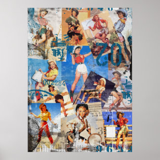 テキサス州折衷店：ヴィンテージ女性のカーボーイコレクションNo. 1 ポスター