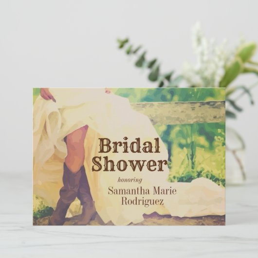 テキサス州新婦のブーツブライダルシャワー招待 招待状 (スタンド正面)