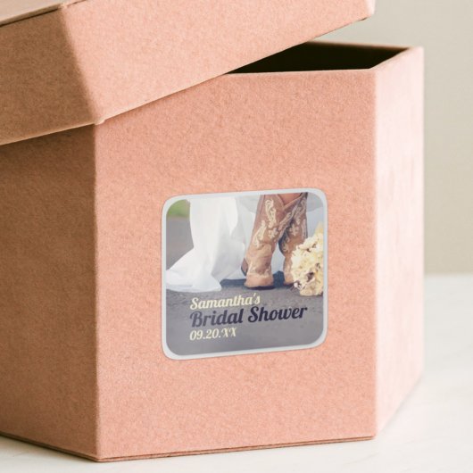 テキサス州新婦インブーツブライダルシャワー スクエアシール