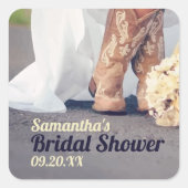 テキサス州新婦インブーツブライダルシャワー スクエアシール (正面)
