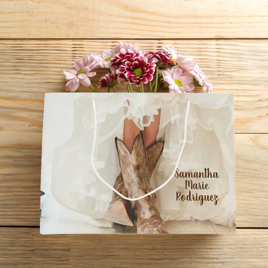 テキサス州新婦インブーツブライダルシャワー ラージペーパーバッグ