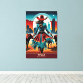 テキサス州旅行：西が始まる場所 キャンバスプリント (インサイチュ (ウッドフロア))