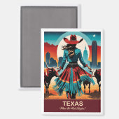 テキサス州旅行:西が始まる場所 マグネット (正面/裏面)