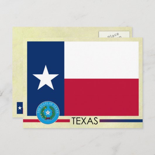 テキサス州旗と紋章 ポストカード (正面/裏面)