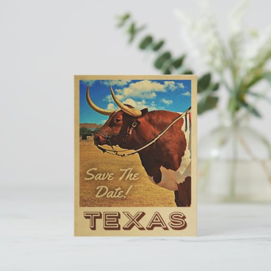 テキサス州日付を保存するヴィンテージカントリー西部 案内ポストカード (スタンド正面)