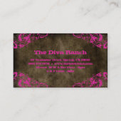 テキサス州星の名刺のブラウンのスエードのショッキングピンク 名刺 (裏面)