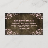 テキサス州星の名刺のブラウンのスエードのピンク 名刺 (裏面)