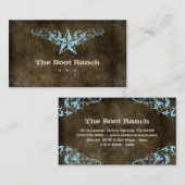 テキサス州星の名刺のブラウンのスエードの青 名刺 (正面/裏面)