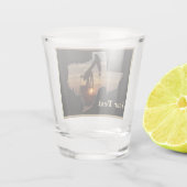 テキサス州油ウェルポンプジャッキとサンセットパーソナライズされた ショットグラス (裏面)