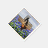 テキサス州油ポンプジャックアットサンセットオンブルーボンネットナップ スタンダードカクテルナプキン (角)