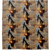 テキサス州油ポンプジャックアットサンセットテキサス州シェイプ シャワーカーテン (正面)