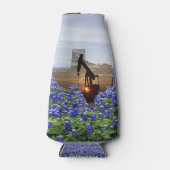 テキサス州油ポンプジャックオンサンセットオンブルーボンネット ボトルクーラー (正面)