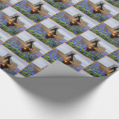 テキサス州油ポンプジャックオンサンセットオンブルーボンネット ラッピングペーパー (角)