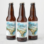 テキサス州沿岸女性のカーボーイバチェロレッテの地図 ビールラベル (ボトル)