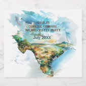 テキサス州沿岸女性のカーボーイバチェロレッテの地図 ビールラベル (シングルラベル)