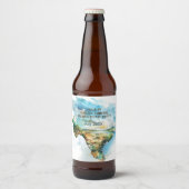 テキサス州沿岸女性のカーボーイバチェロレッテの地図 ビールラベル (正面)