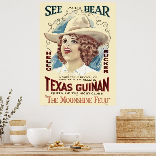 テキサス州海南ヴィンテージ歌女性のカーボーイポスター ポスター (キッチン)
