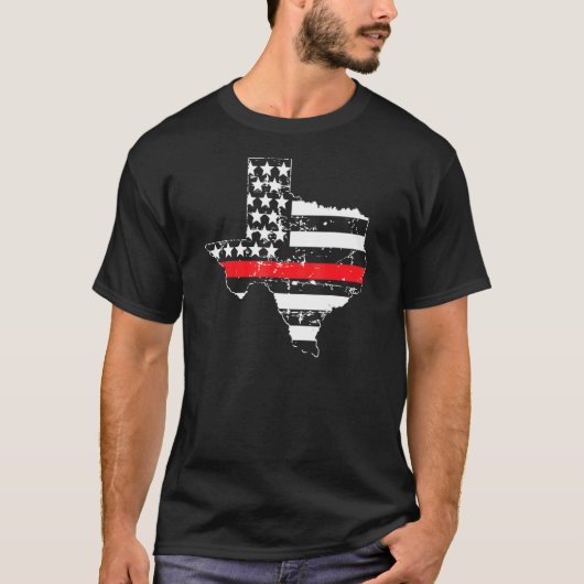 テキサス州消防士の薄い赤線レスキューAmerican Fl Tシャツ (正面)