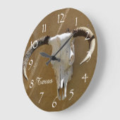 テキサス州牛スカル ラージ壁時計 (傾斜)