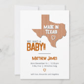 テキサス州産 焼きオレンジ色 ヘアリングパターン 赤ちゃんの写真 案内状 (正面)