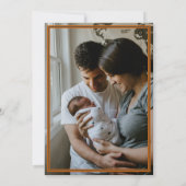 テキサス州産 焼きオレンジ色 ヘアリングパターン 赤ちゃんの写真 案内状 (裏面)